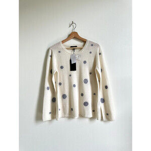 Quinn Polka Dot Women’s Cashmere Sweater, Size Large $450 in ivory